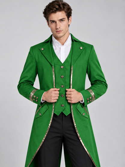 Long Green Tailcoat with Vest Insert and Tails