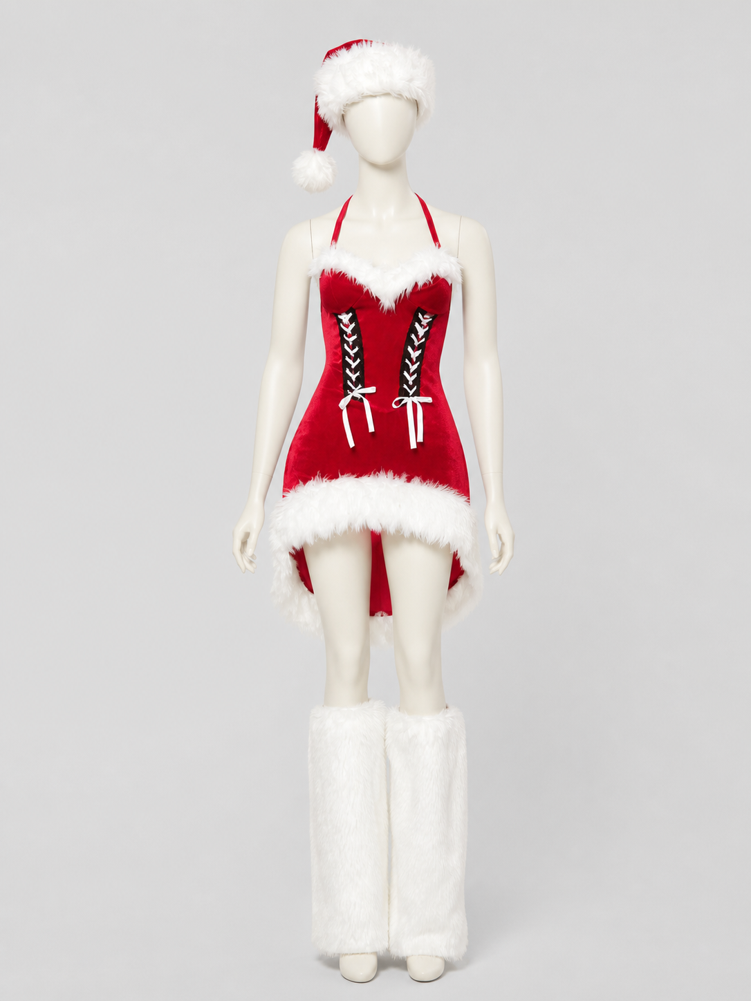 New Year's Costume, Red Dress with White Fuzzy Trim