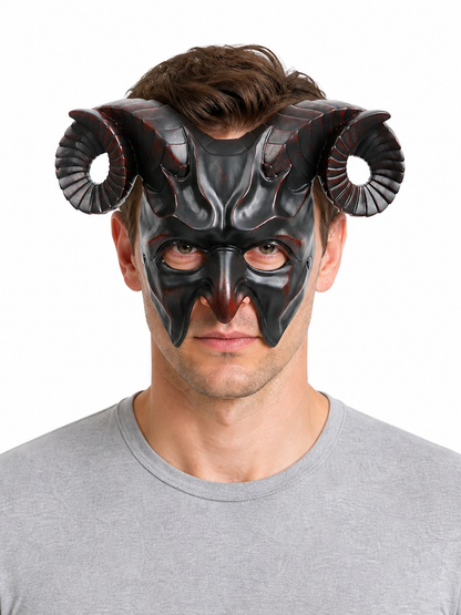 Black ram horn carnival mask product view 26