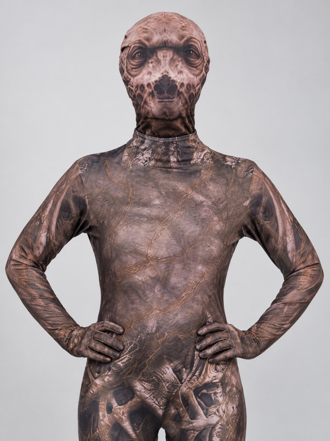 Carnival Costume with Volumetric Mask and Embossed Print