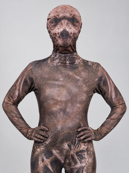 Carnival Costume with Volumetric Mask and Embossed Print