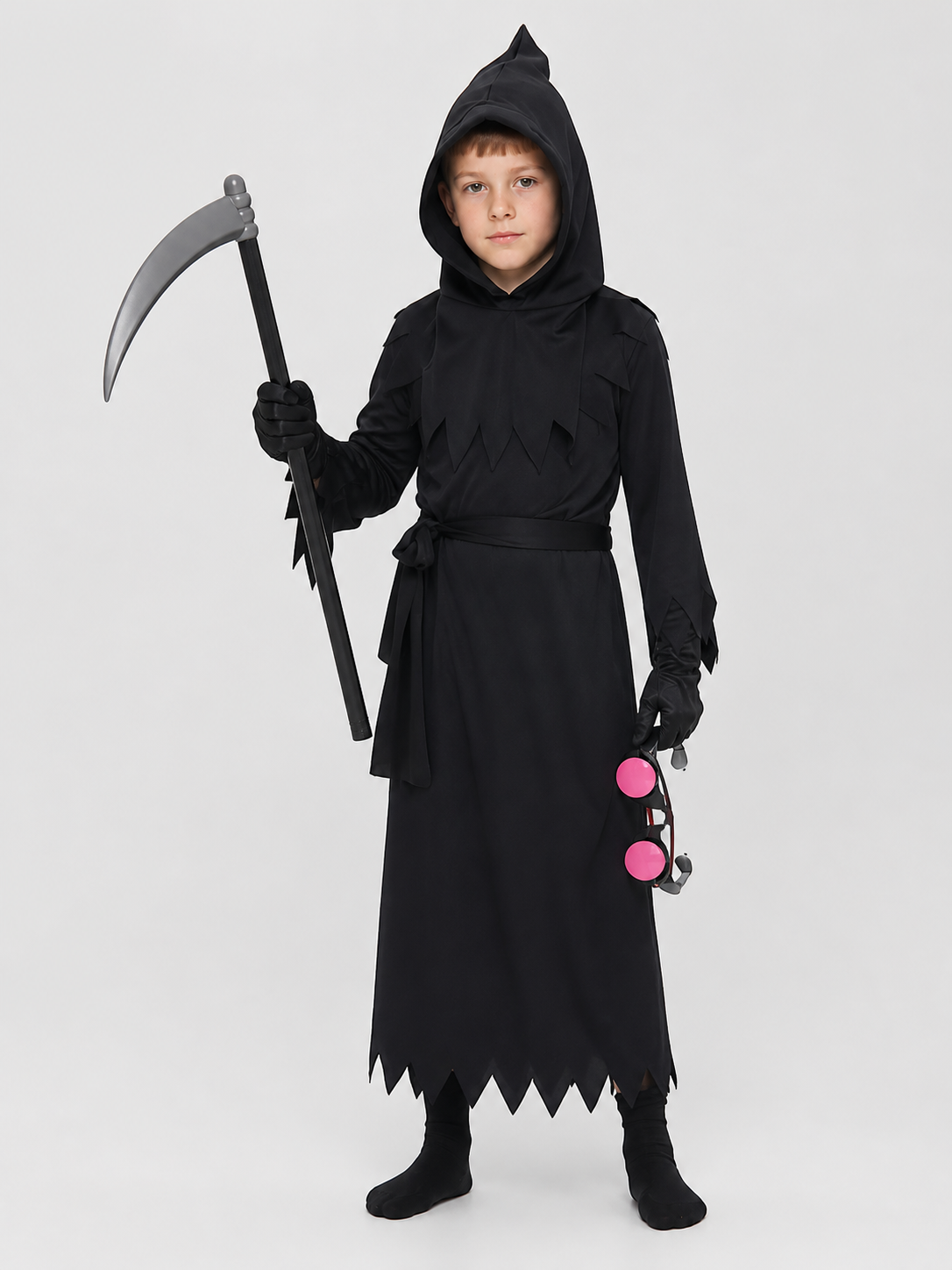 Grim Reaper Cosplay Costume with Scythe and Glowing Glasses Costumes detail 3