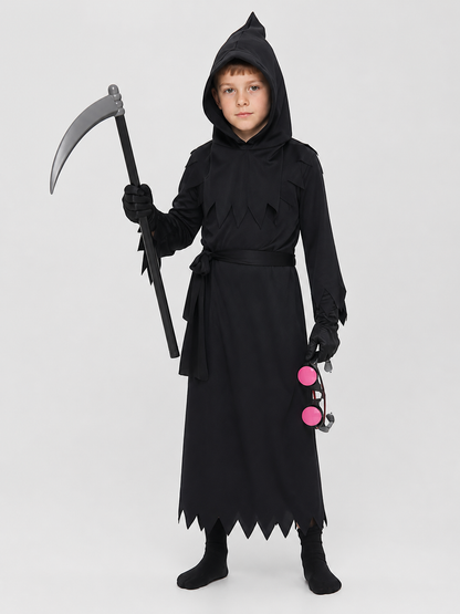 Grim Reaper Cosplay Costume with Scythe and Glowing Glasses Costumes detail 3