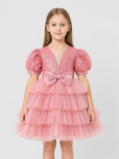 Girls' Sequin Tutu Dress with Bow Costume Dresses detail 3