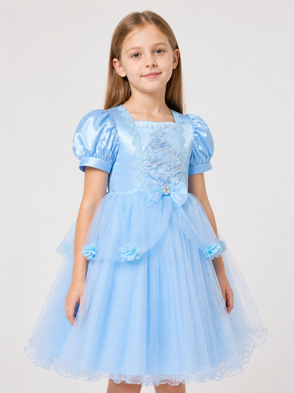 Light blue dress with a full skirt and puff sleeves Costume Dresses detail 2