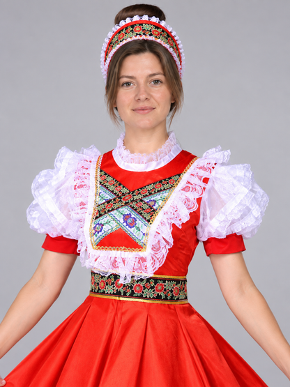 Stage costume for Russian folk dance, red