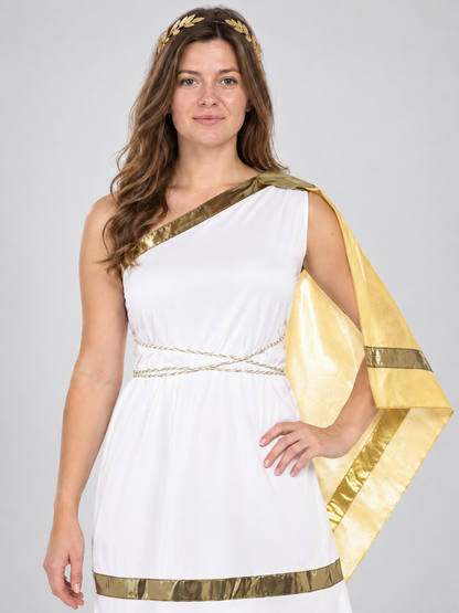 Greek Carnival Costume White with Gold Trim