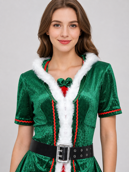 Elf Christmas Costume with Hat and Knee-High Socks