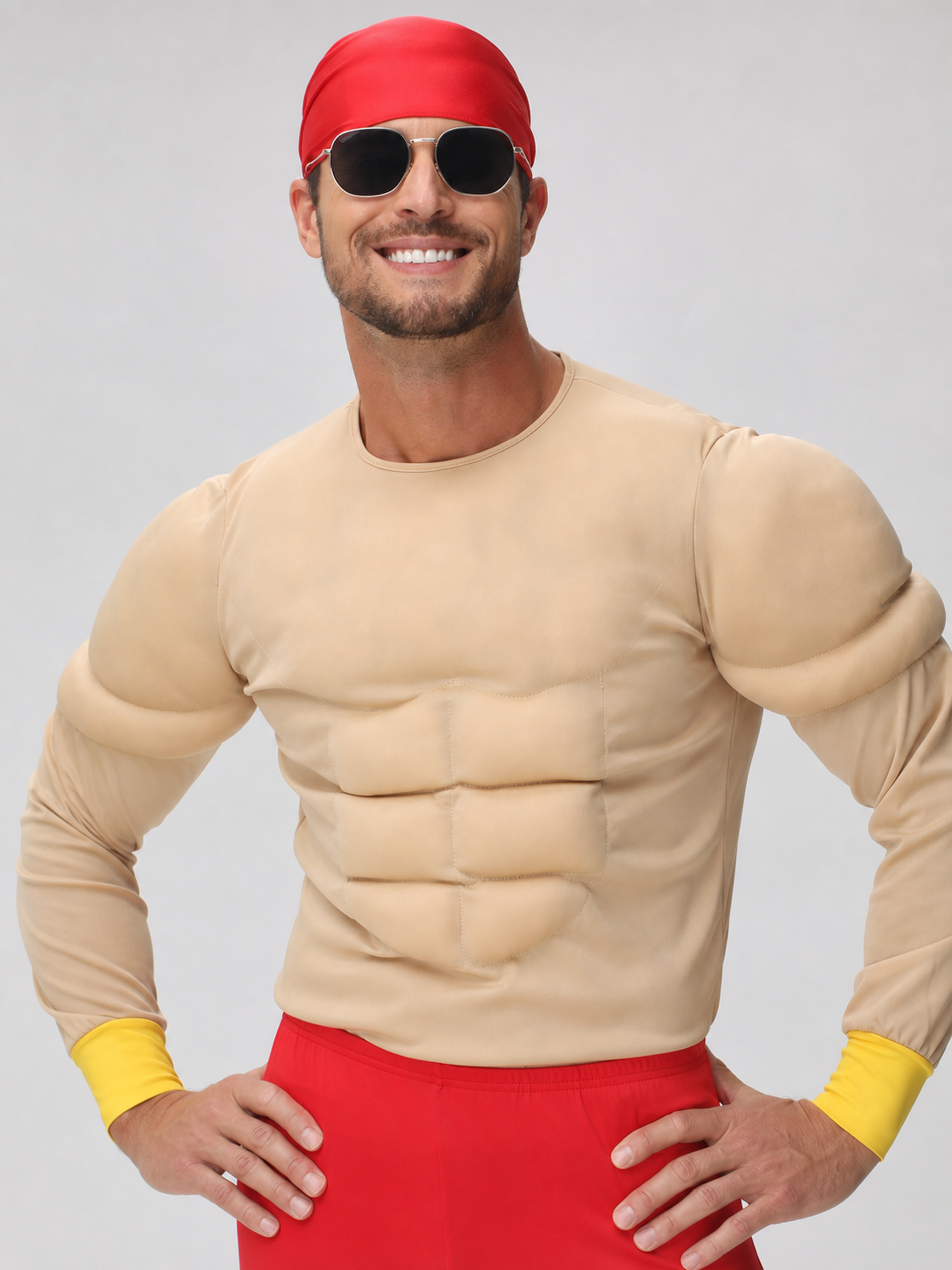 Stage Costume with Sculpted Muscles, Red and Yellow