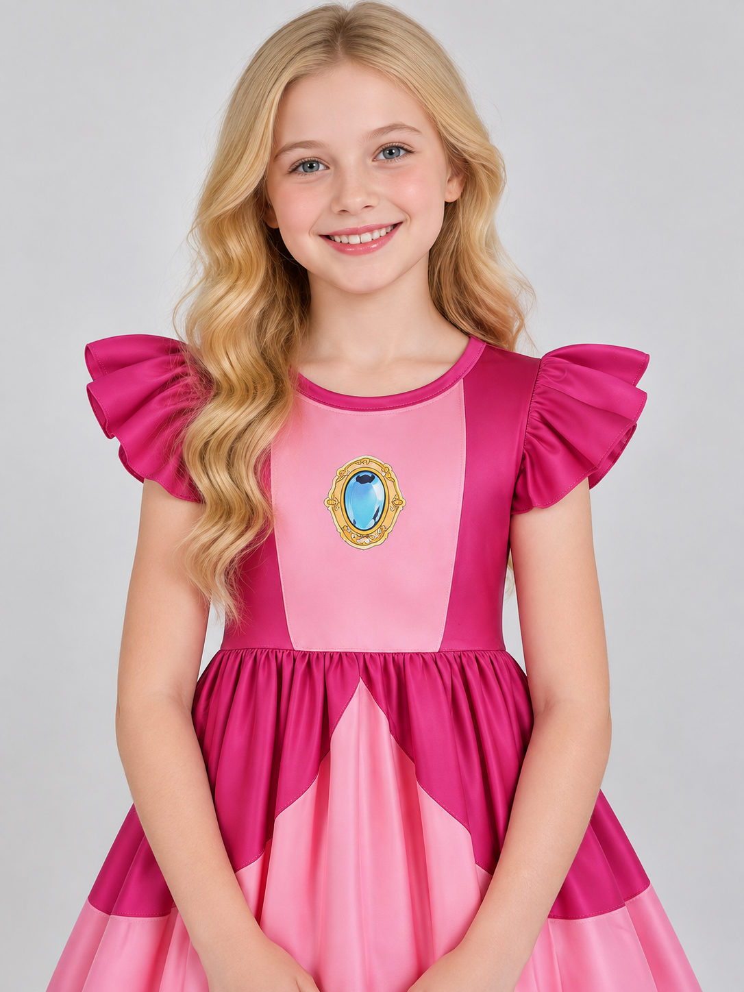 Kids' Costume Dress with Ruffled Sleeves and Emblem