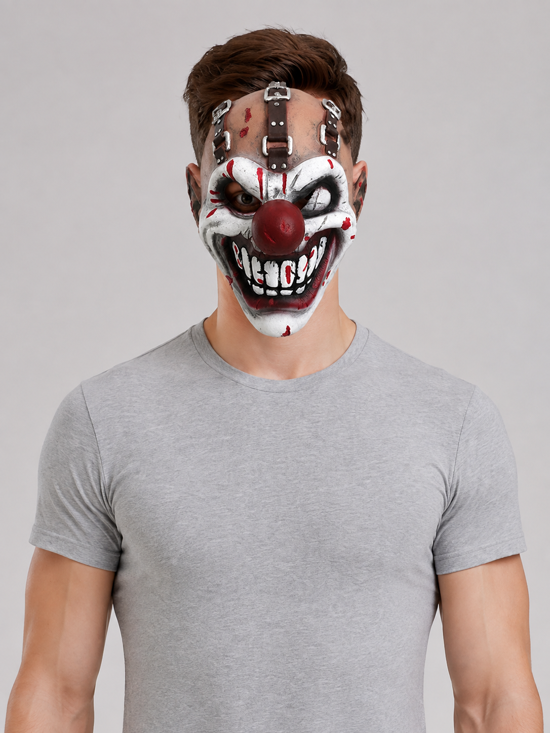 Full-face clown mask for cosplay with straps Costume Masks detail 2