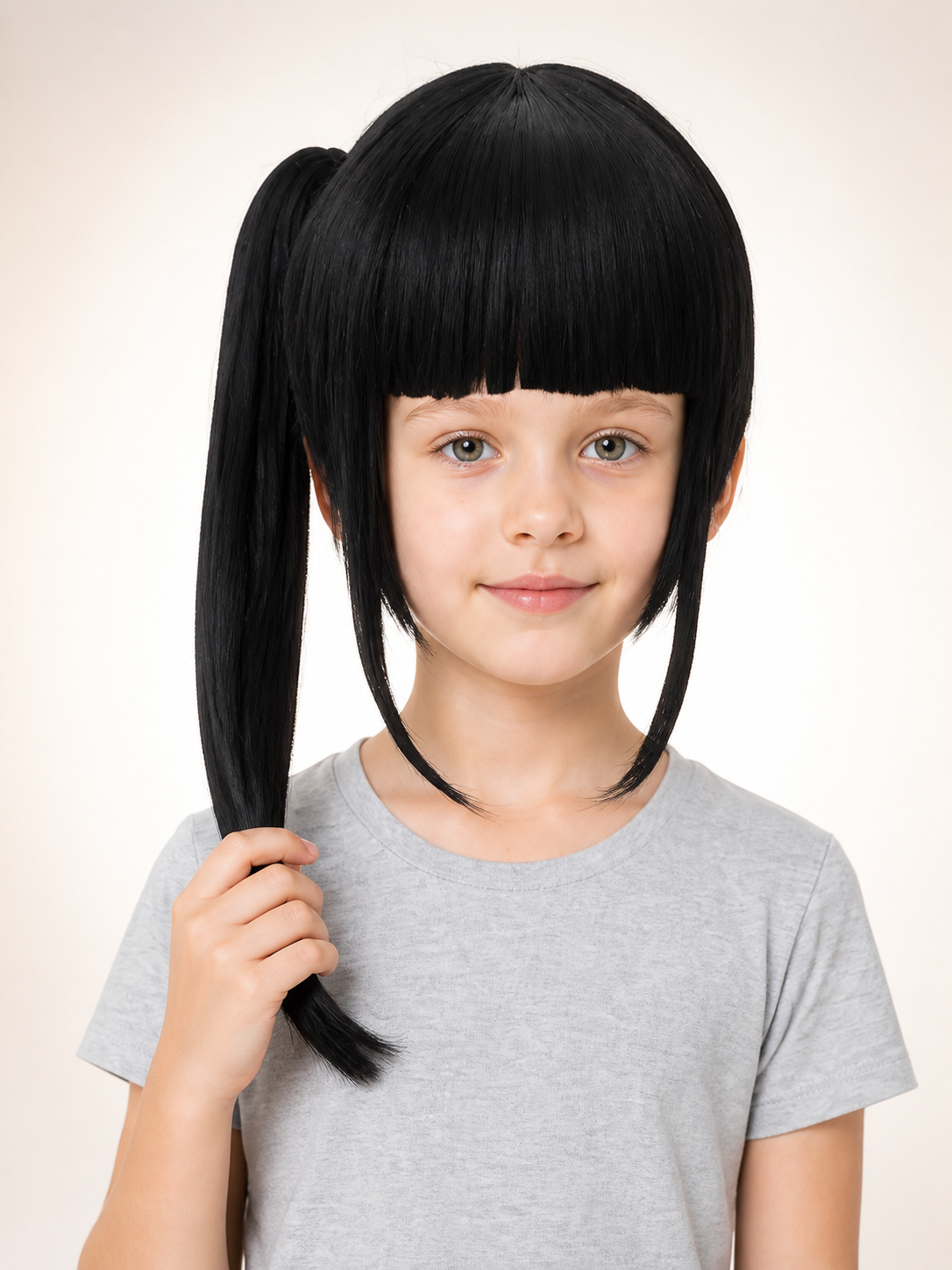 Long Black Carnival Wig with a High Ponytail Costume Wigs detail 2