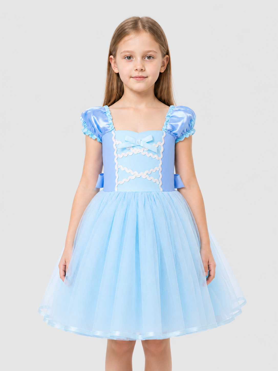 Puffy Blue Princess Dress with Bow Costume Dresses detail 3