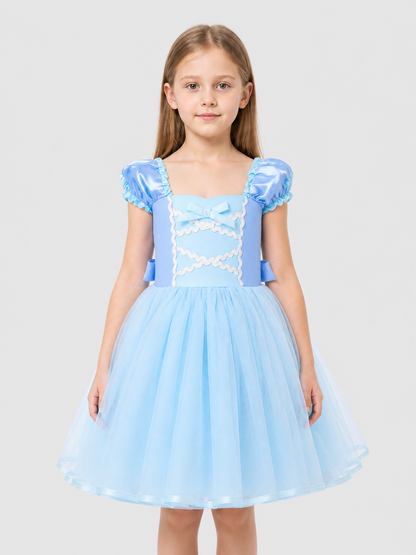 Puffy Blue Princess Dress with Bow Costume Dresses detail 3