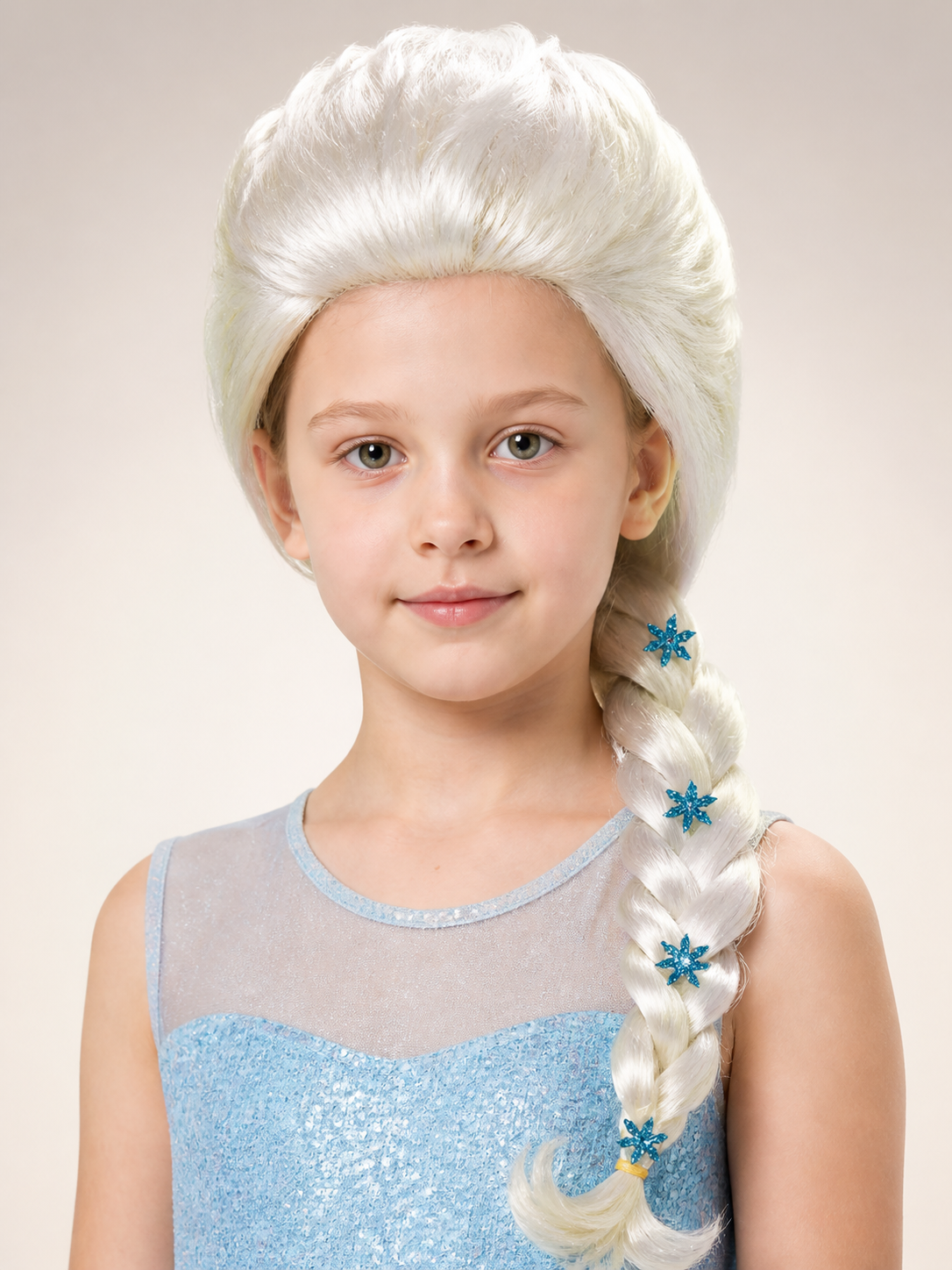 White-Platinum Halloween Wig with Braid and Snowflakes Costume Wigs detail 2