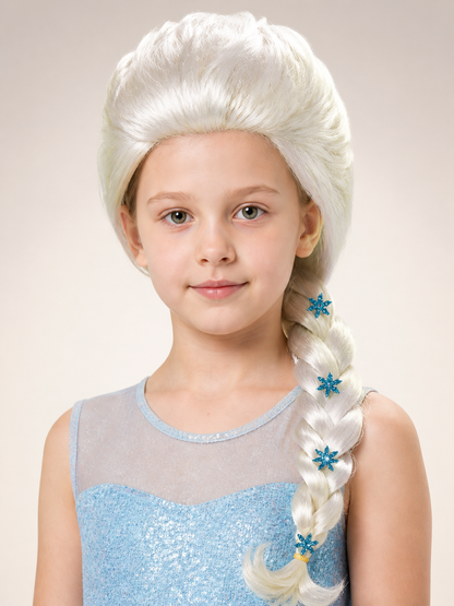 White-Platinum Halloween Wig with Braid and Snowflakes Costume Wigs detail 2