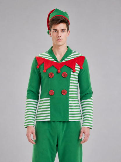 Striped Christmas Elf Costume, Festive Set