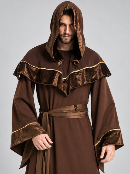 Brown vampire carnival costume, hooded robe