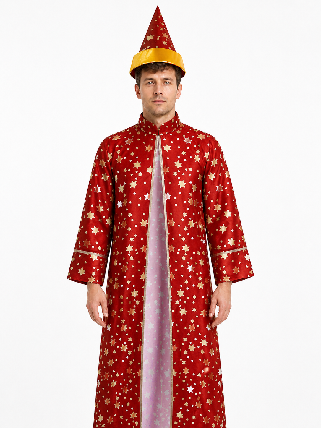 Wizard Costume with Robe and Star-Patterned Hat Costume Headwear detail 3