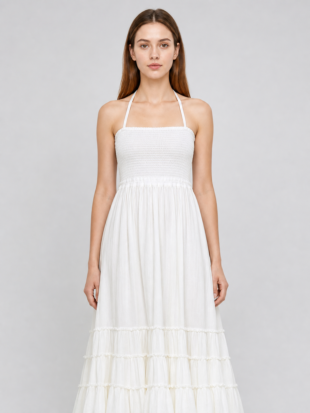 White Boho Maxi Dress with Open Back