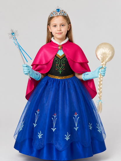 Children’s Princess Costume with Cape, Crown, and Wig product detail 3