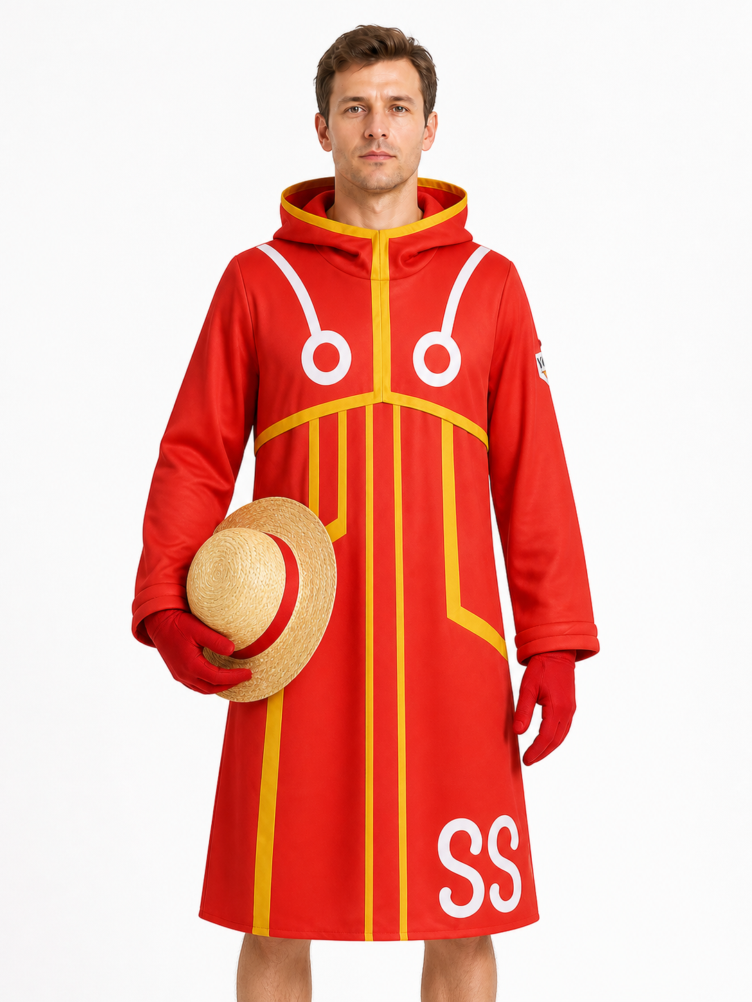 Red Long Hooded Cosplay Costume Costumes detail 3