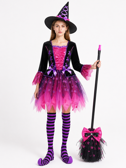 Halloween Witch Costume with Hat and Broom Costume Headwear detail 3