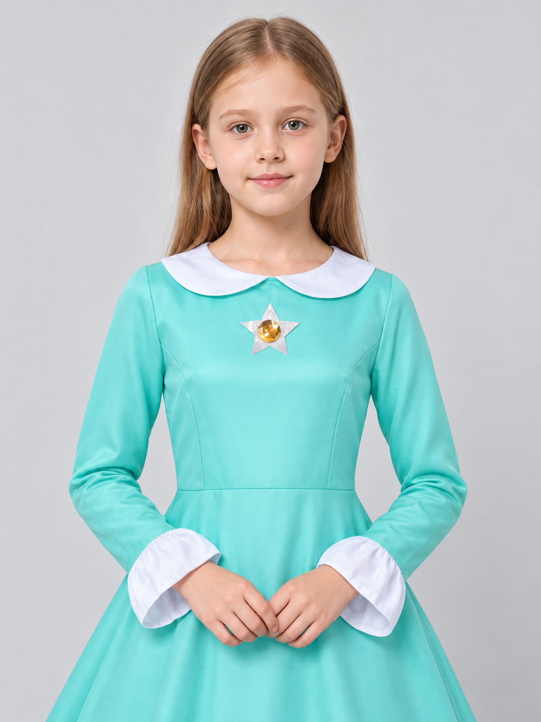 Turquoise Carnival Dress with Star Brooch Costume Dresses detail 2