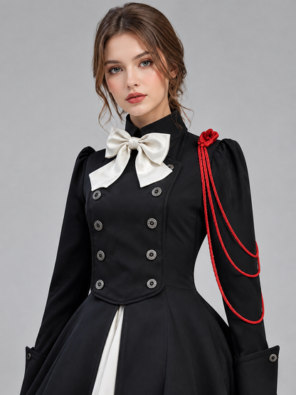 Gothic Dress with White Bow and Lacing Costume Dresses detail 2