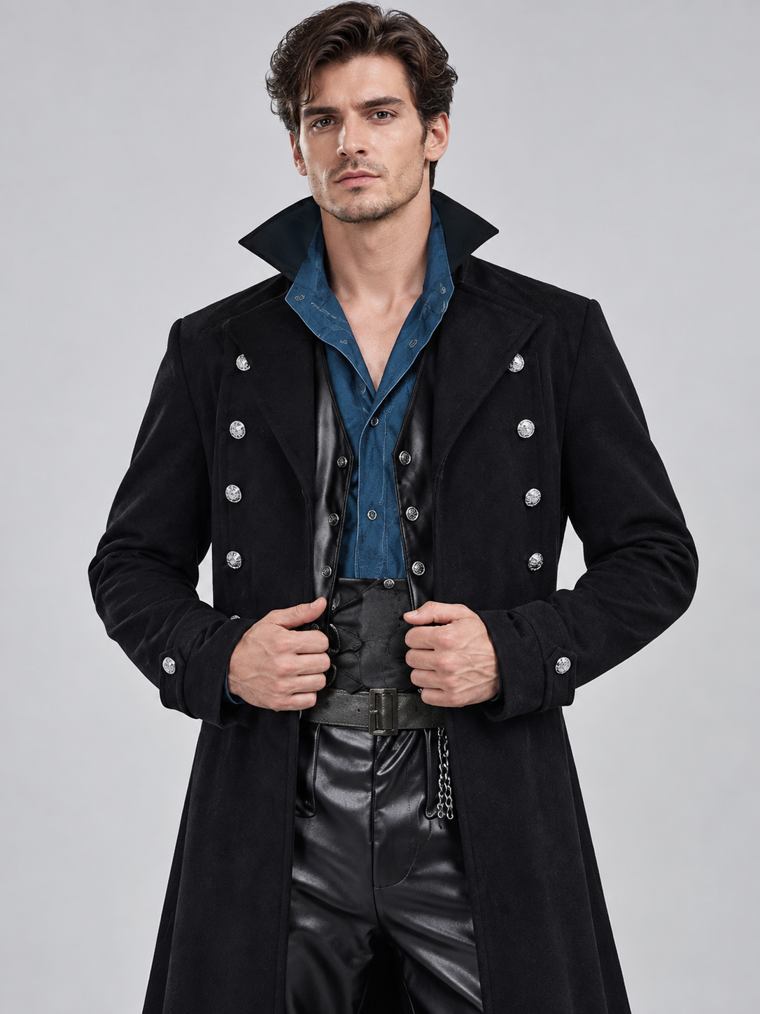 Vampire Costume: Black Tailcoat, High Collar
