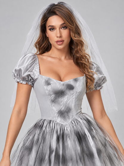 Halloween carnival costume with veil and puffy skirt