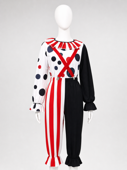 Clown Cosplay Costume with Hat and Suspenders