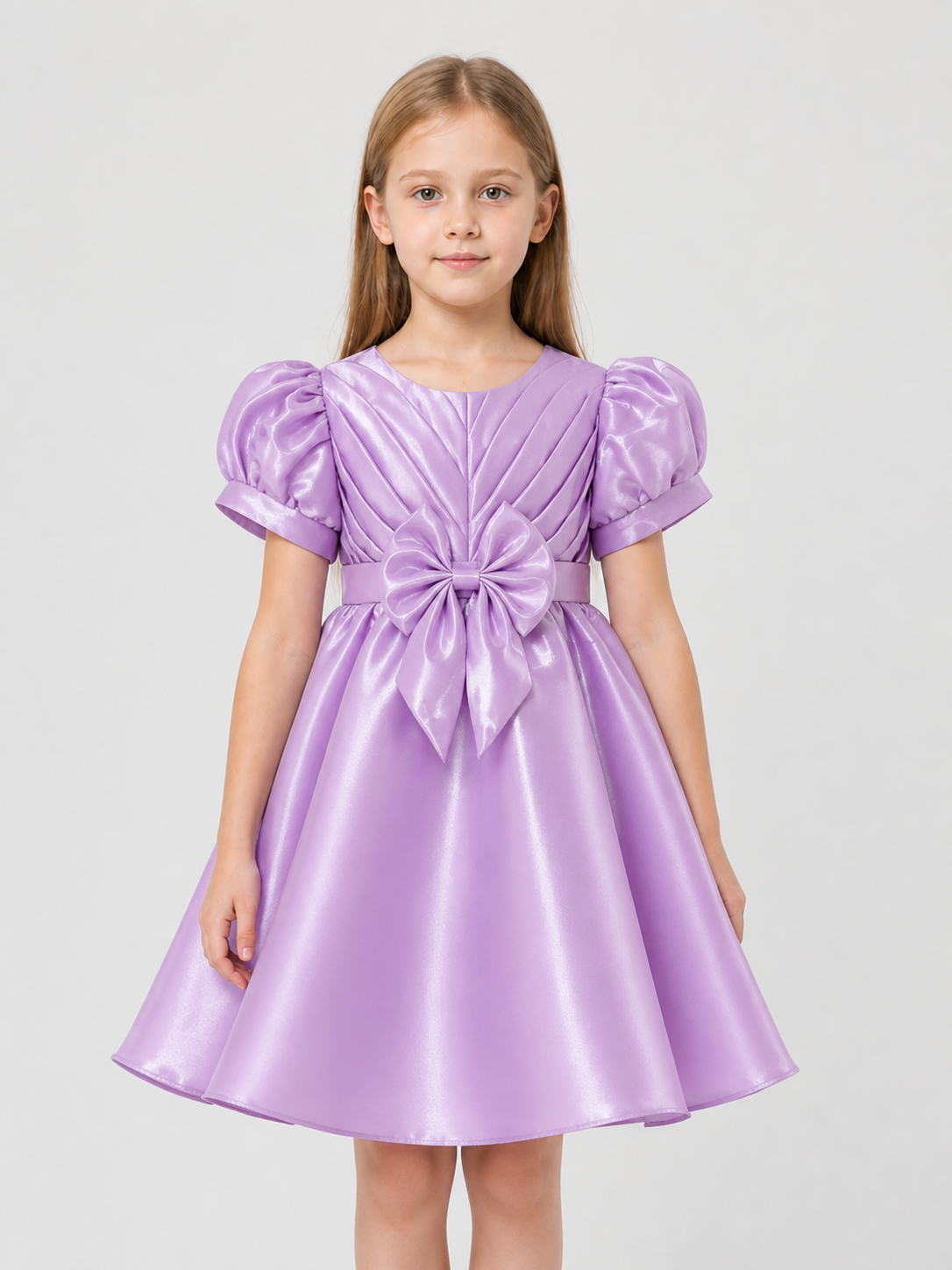 Girls' Dressy Dress with Puff Sleeves and a Bow Costume Dresses detail 3