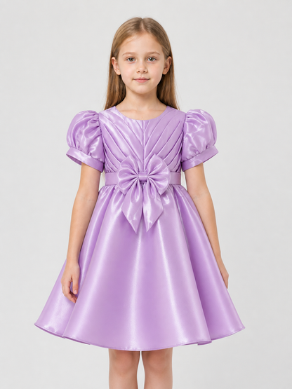 Girls' Dressy Dress with Puff Sleeves and a Bow Costume Dresses detail 3