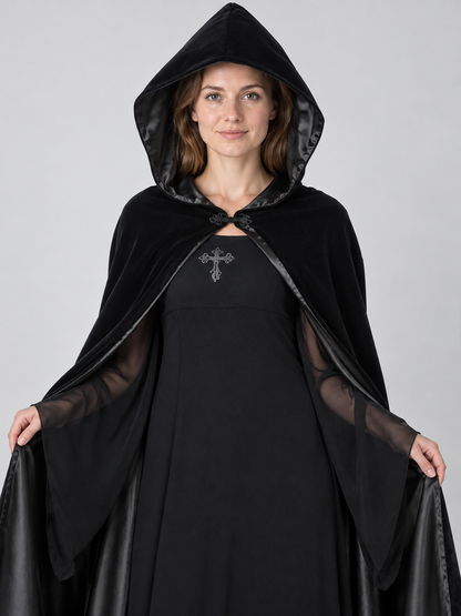 Vampire Costume with Black Cape and Skirt