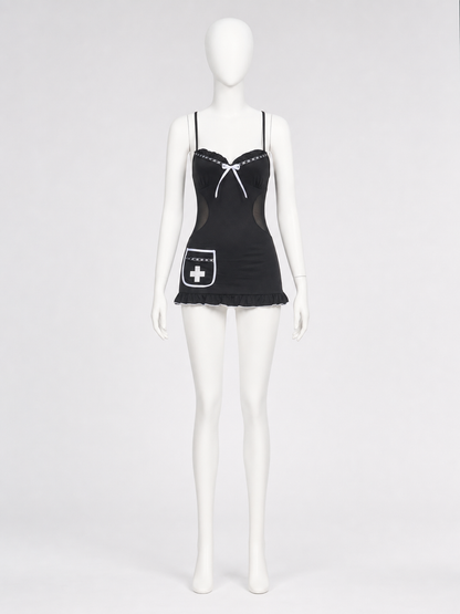 Medical Uniform: Black Dress with White Trim