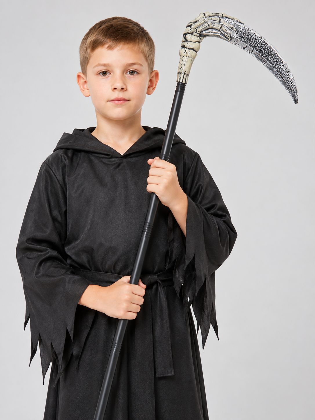 Black Detachable Reaper Scythe Prop with Silver Blade, 117 cm