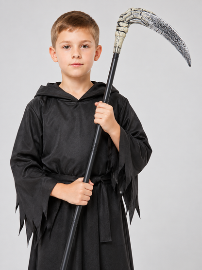 Black Detachable Reaper Scythe Prop with Silver Blade, 117 cm