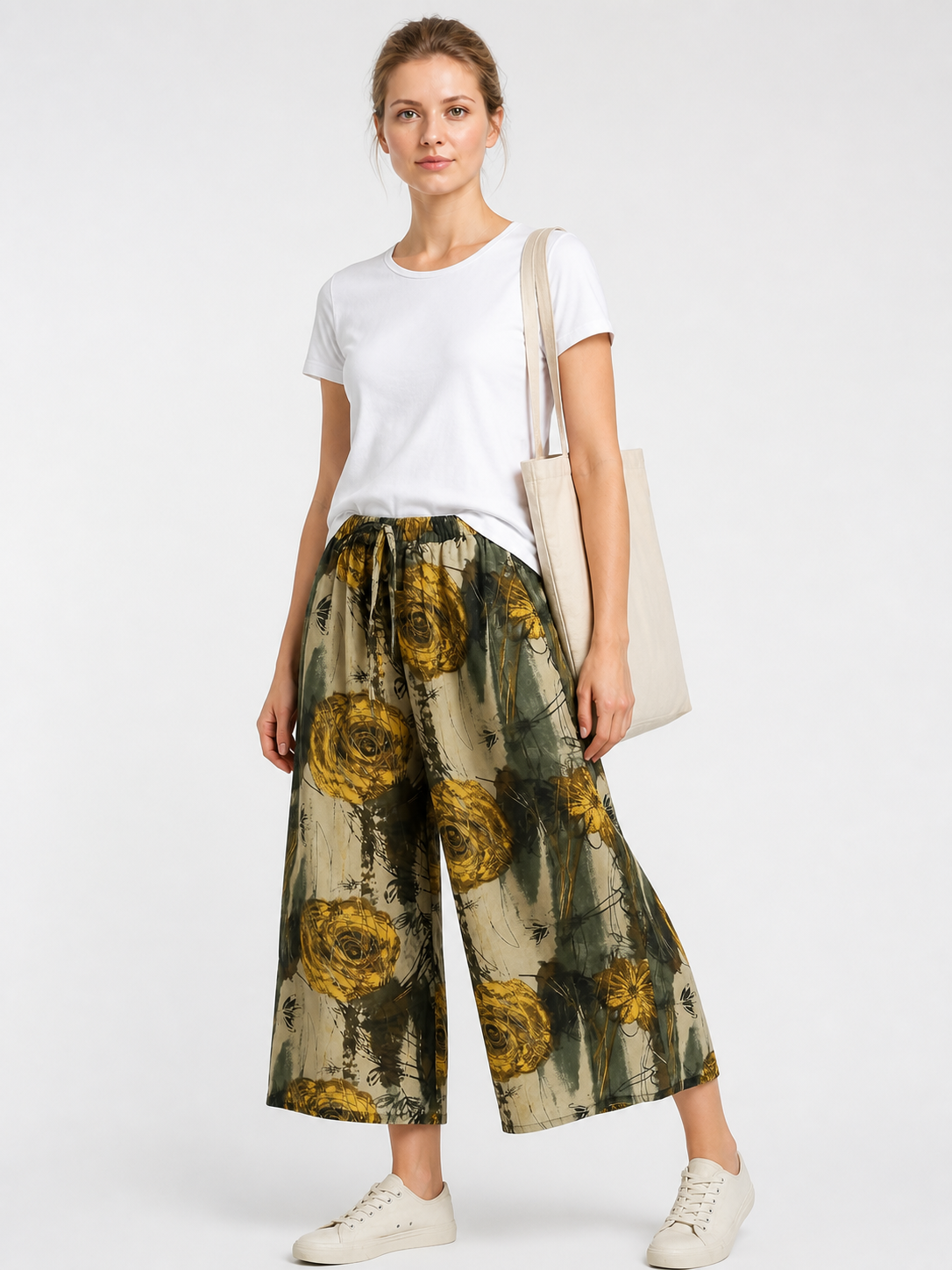 Palazzo Pants with Floral Print and Drawstring product detail 2