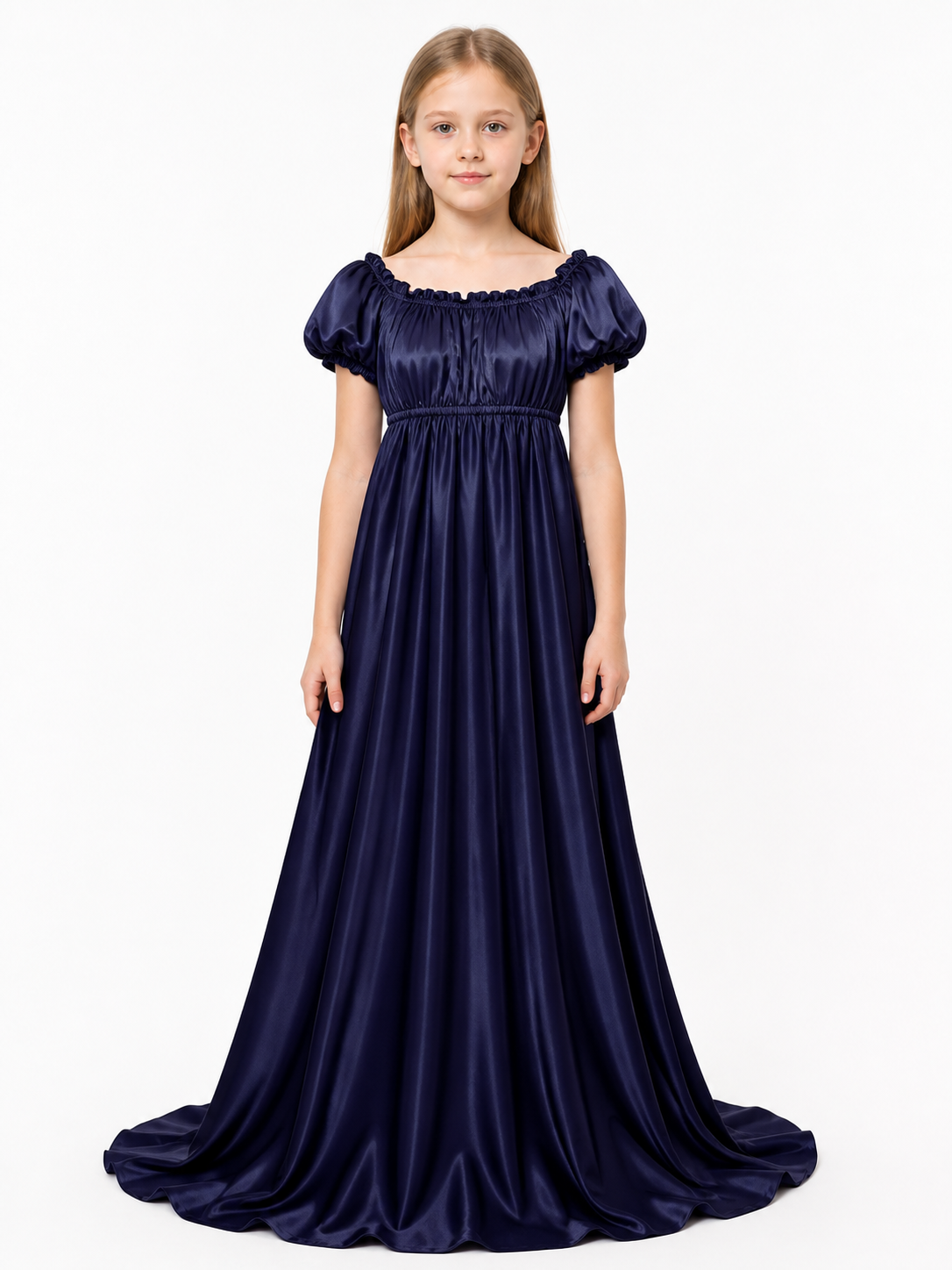 Dark Purple Dress with a Train and Puff Sleeves Costume Dresses detail 3