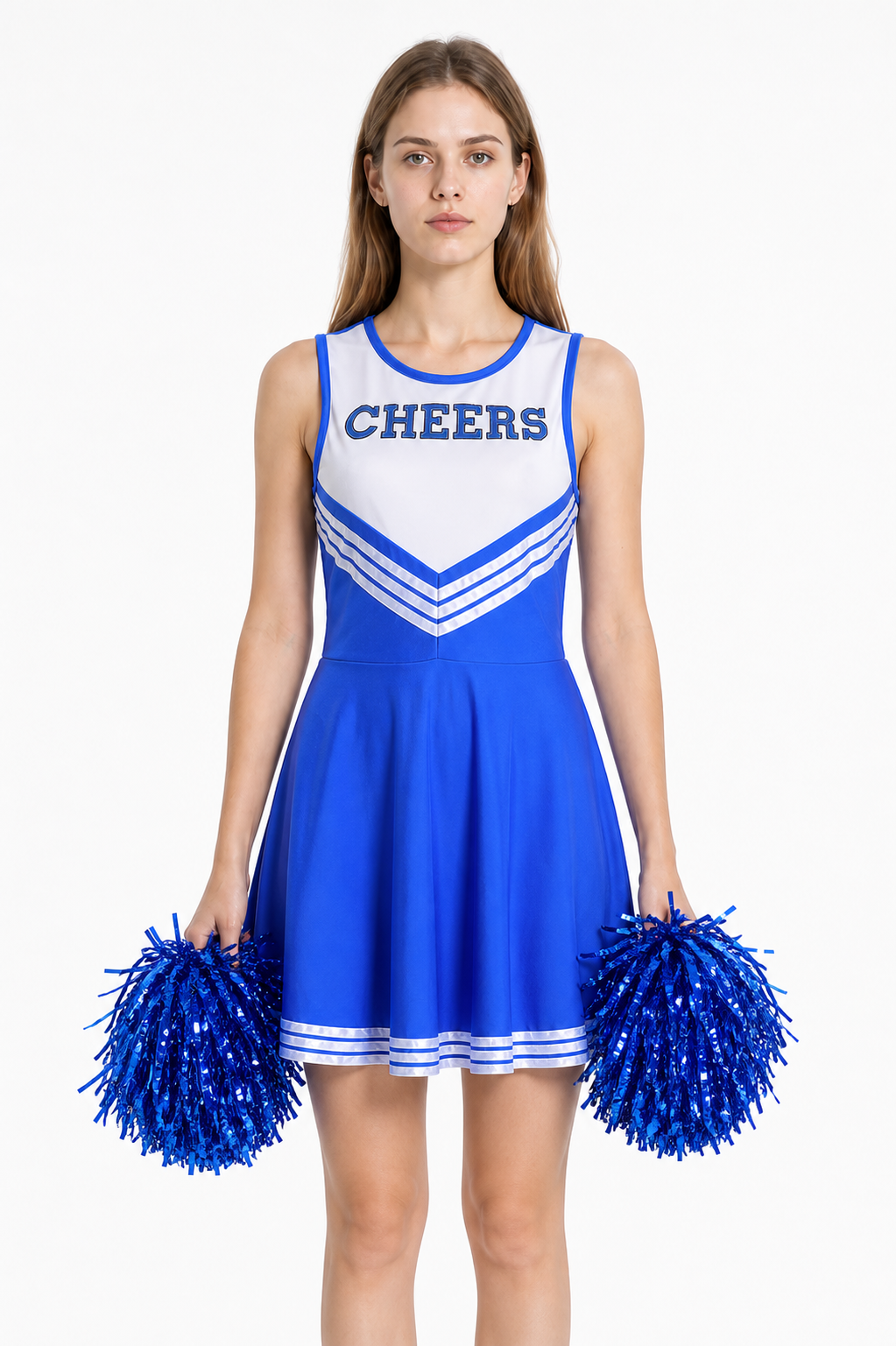 Sleeveless Cheerleading Dress with V-Shaped Stripes Costume Dresses detail 3