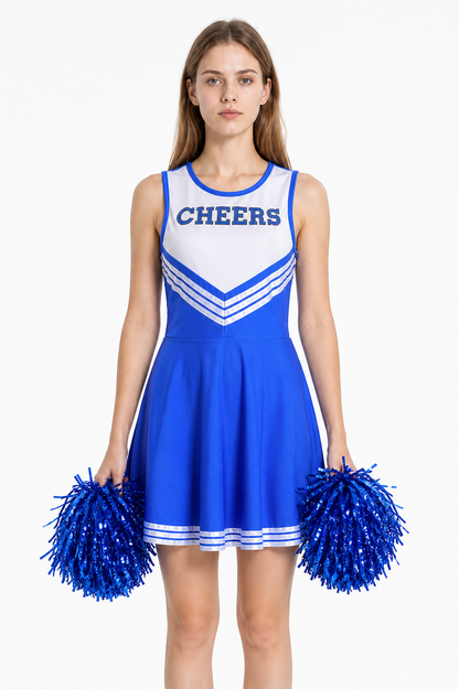 Sleeveless Cheerleading Dress with V-Shaped Stripes Costume Dresses detail 3