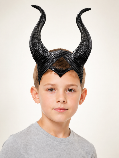 Carnival Headpiece with Black Horns for Cosplay Costume Headwear detail 2