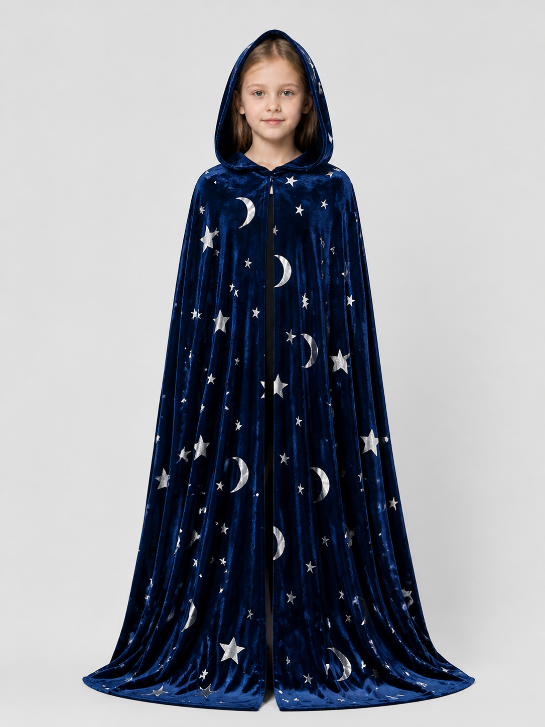 Long Hooded Halloween Cape with Stars and Moons Costume Capes detail 3