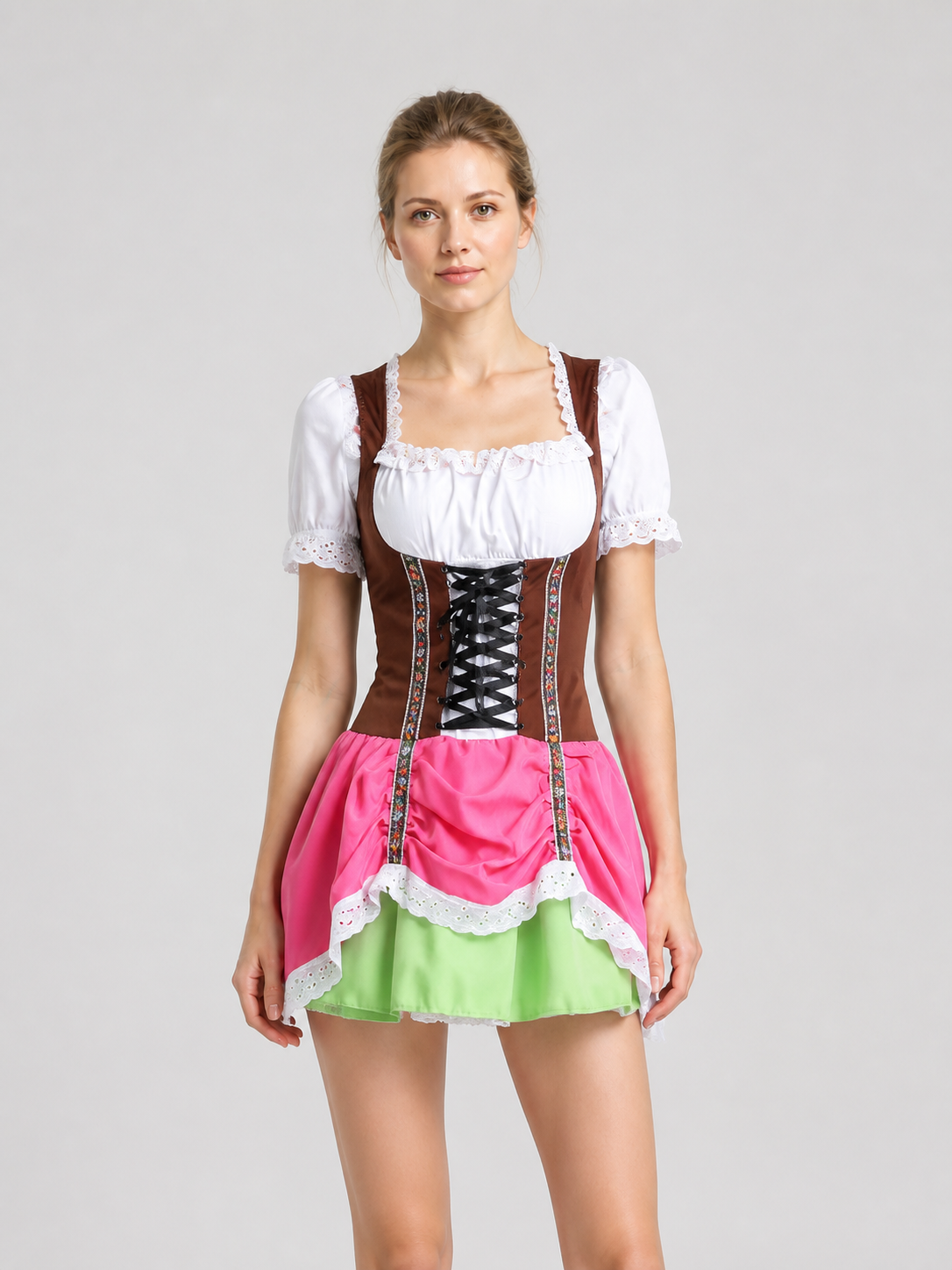 Bavarian-Style Dress with a Corset Bodice and Lace Costume Dresses detail 3
