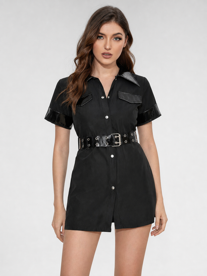 A one-piece costume styled like a police uniform, featuring short sleeves, a Costumes detail 3