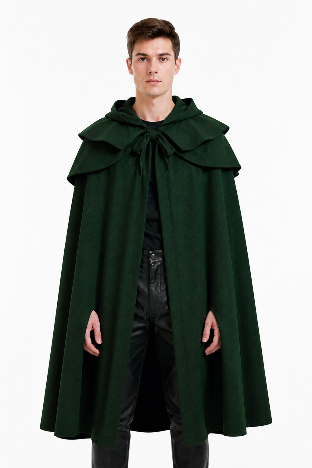 Long Green Gothic Hooded Cloak for Cosplay Costume Capes detail 2