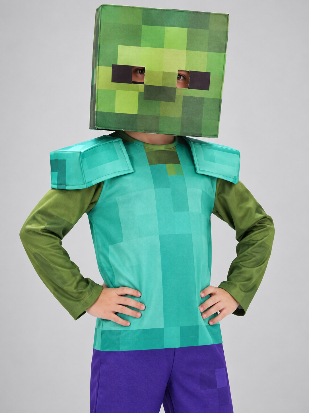 Pixel-Style Carnival Costume with Square Mask