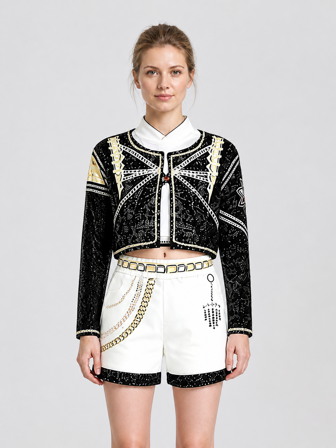 Children's Jacket and Shorts Costume in Black and Gold Style Costumes detail 3