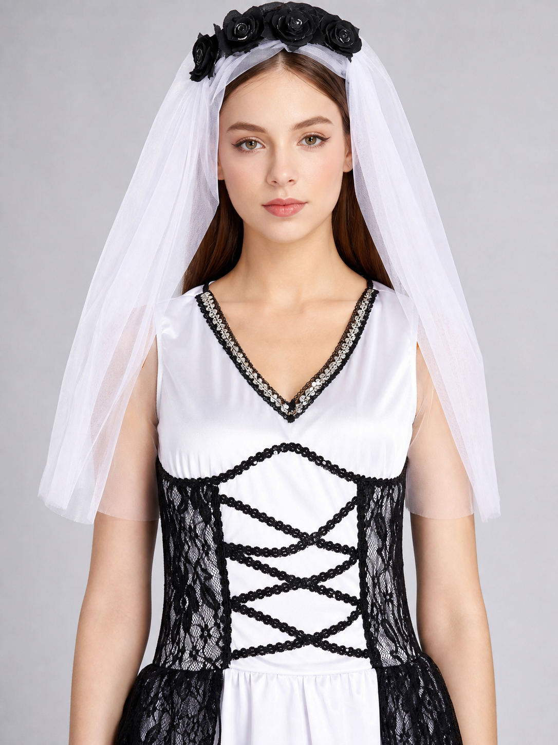 Gothic Wedding Dress with Veil